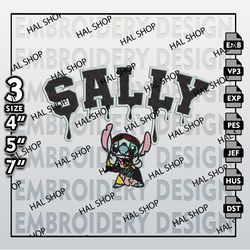 Horror Machine Embroidery Pattern, Drop Name Stitch In Sally Skellington Embroidery Designs, Halloween Embroidery Files