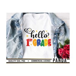 hello 1st grade svg png, first grade png, teacher svg, school shirt svg, svg designs, 1st grade svg, 1st grade png, back
