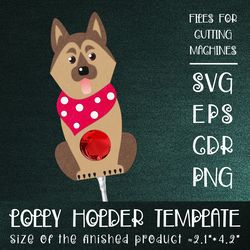 German Shepherd | Dog Lollipop Holder | Paper Craft Template SVG
