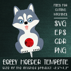 husky dog | lollipop holder | paper craft template svg