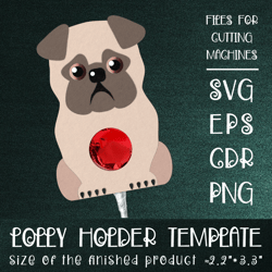 Pug Dog | Lollipop Holder | Paper Craft Template SVG
