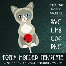 Snowshoe Cat | Lollipop Holder | Paper Craft Template SVG