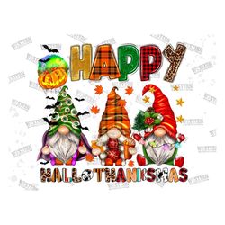 happy hallothanksmas gnomes sublimation designs,christmas halloween western gnomes png,happy hallothanksmas,pumpkin, gno