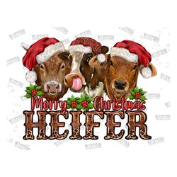 merry christmas heifer sublimation design,christmas heifers png ,merry christmas png,christmas animal png ,western heife