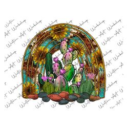 western rainbow cactus png, western png, sunflower cactus rainbow png, cactus png, instant download, digital download, s