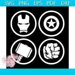 avengers  iron man, capt. america, thor, hulk svg