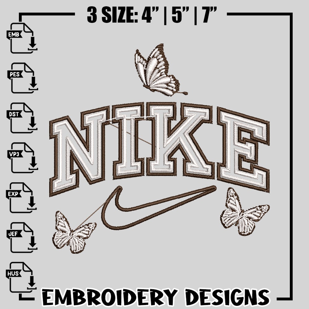 Nike butterfly embroidery design