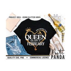 queen born in february svg png, aquarius svg, melanin svg, birthday shirt svg, pisces svg, cricut, february birthday svg