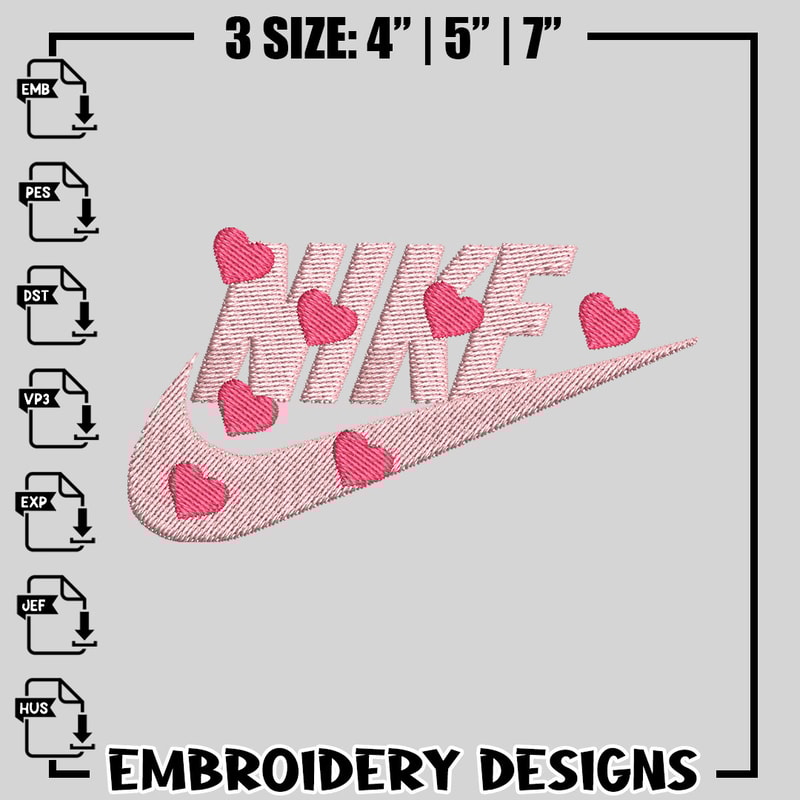 Nike Heart Logo embroidery design