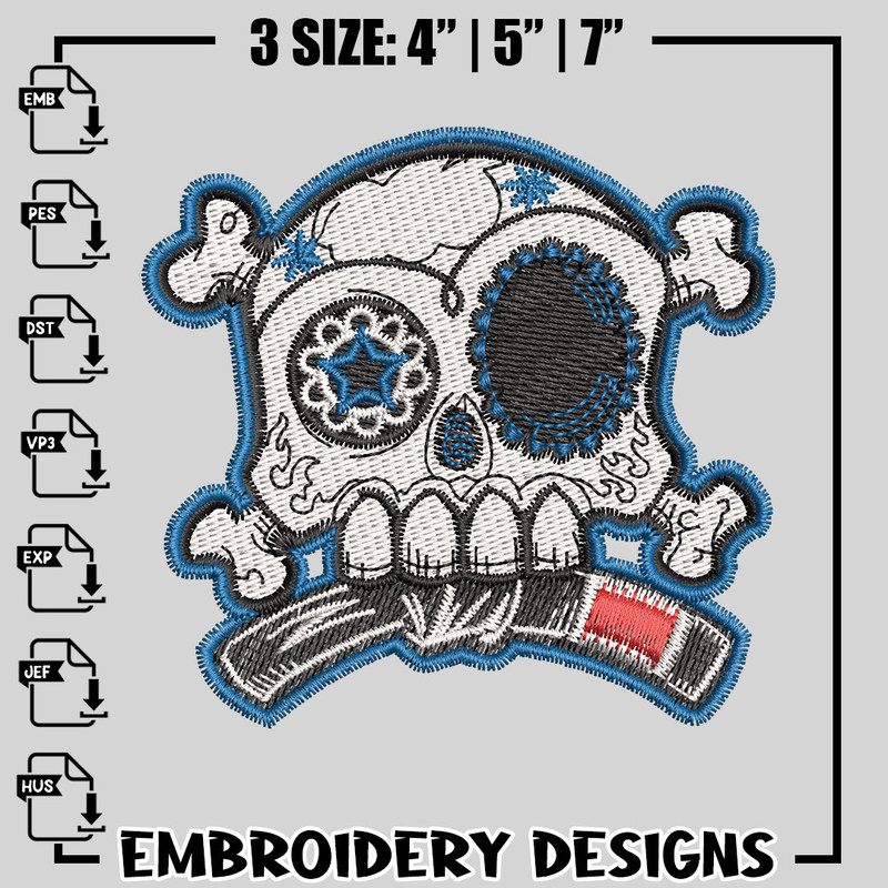 skull logo embroidery design