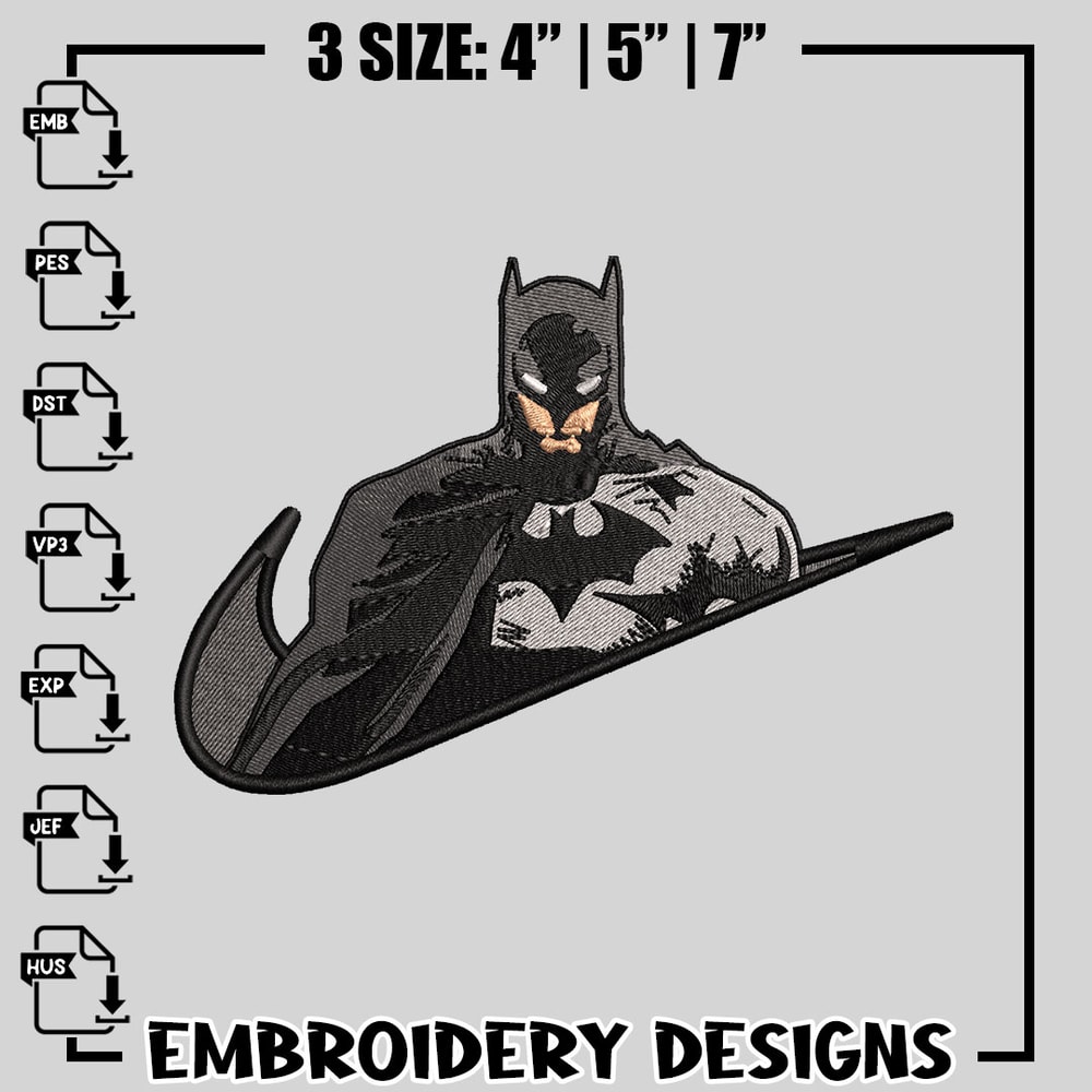 Batman Nike embroidery design