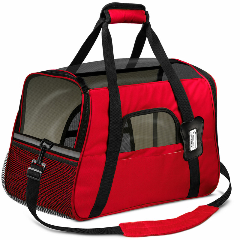 Soft-Sided Pet Carrier for Cats and Dogs Red