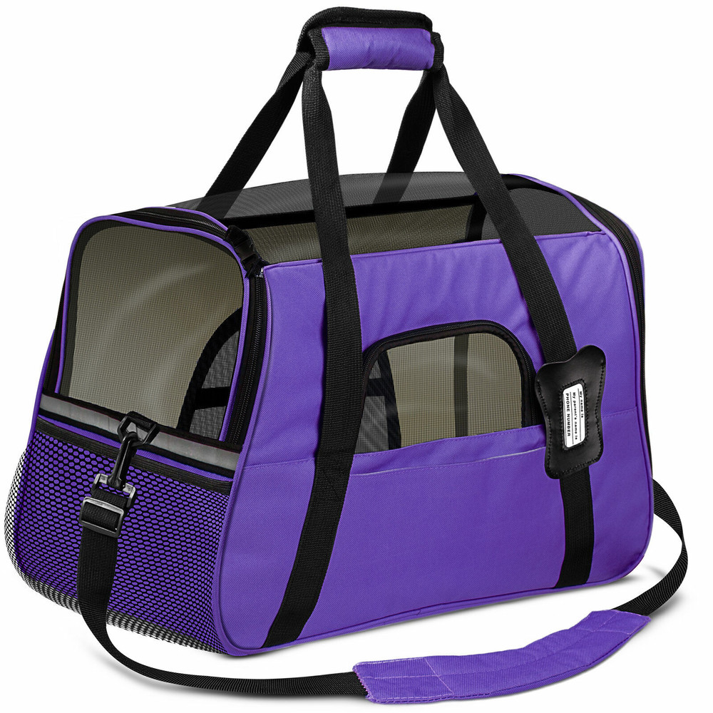 Soft-Sided Pet Carrier for Cats and Dogs Purple