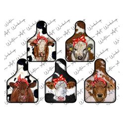 cow show tag with bandana png, western design, cow tag png, cow tag cowhide, cow png, sunflower cow, sublimation designs