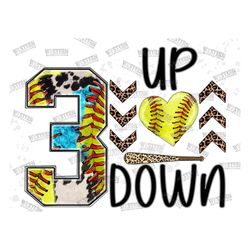 softball 3 up down png, softball png design, western, sport png, game day png, softball, cowhide, instant digital downlo