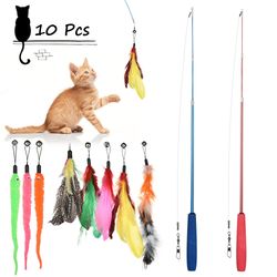 interactive cat feather toy wand