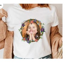 Custom Photo Shirt, Personalized Gifts, Floral Portrait TShirt, Customized Vneck Shirt, Portrait from Photo Gifts, Flowe