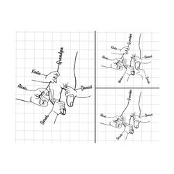 personalized up to 8 kid hands grandpa fist bump set svg, baby toddler kid papa fist bump, family svg, father's day desi