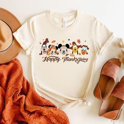 disney thanksgiving character shirt, disney thankful shirt, family vacation shirts, disney fall vibes - a863