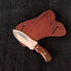 8.5" custom handmade d2 steel fixed blade hunting knife with wood handle