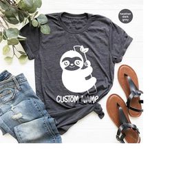 Custom Sloth Shirt, Funny Animal Gifts, Matching Family Shirts, Gifts for Kids, Lazy Sloth Graphic Tees, Personalized Te