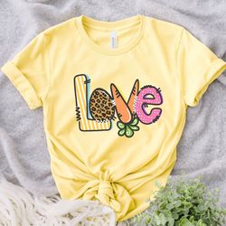 love bunny shirt, easter love bunny shirt,easter shirt,leopard bunny shirt,easter carrot matching shirt,carrot bunny shi