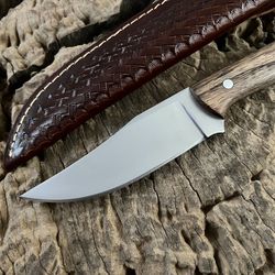 handmade fixed blade bushcraft hunting knife, camping edc skinner survival knife