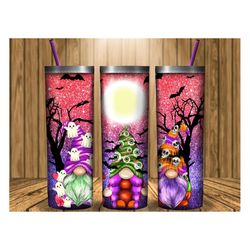halloween gnomes png sublimation design, 20oz skinny tumbler png, halloween night gnomes png, halloween witch gnome png,