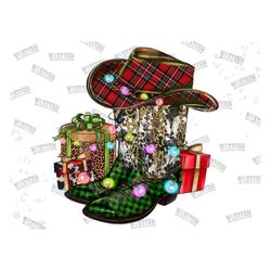 christmas cowboy boot png sublimation design,christmas hat png,christmas gift,western png, cowboy boot png, cowhide png
