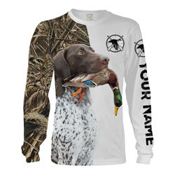 duck hunting with dog gsp german shorthaired pointer customize name all over printed shirts &8211 personalized hunting g