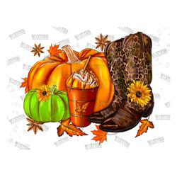fall pumpkin coffee cowboy boots sublimation design, fall pumpkin, autumn png, fall sublimate design,png sublimation des