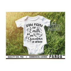 hand picked for earth by my grandma in heaven svg png, angel wings svg, newborn svg, gigi, heaven svg, sibling svg, gran