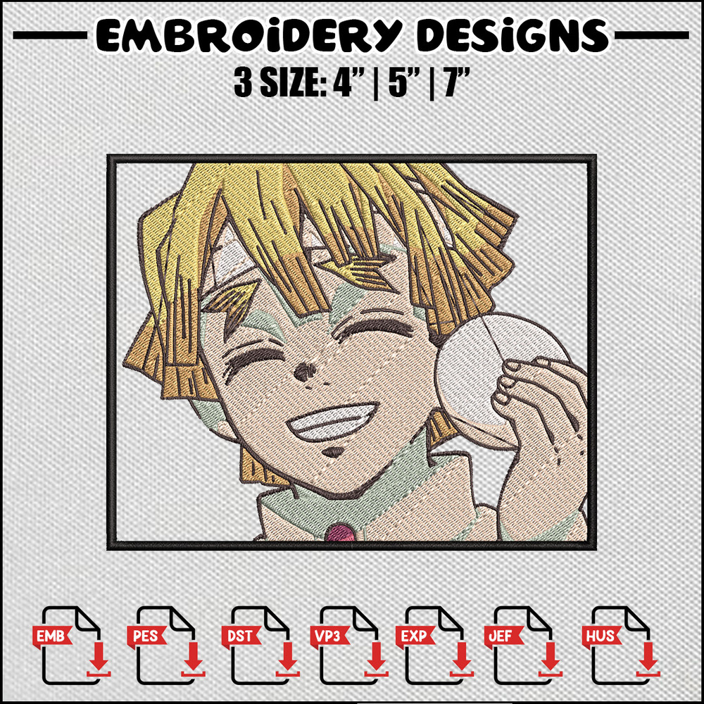 Zenitsu smile embroidery design
