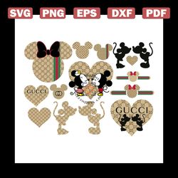 gucci and disney inspired printable bundle svg, brand svg, gucci svg, mickey mouse svg, minnie mouse svg, fashion logo s