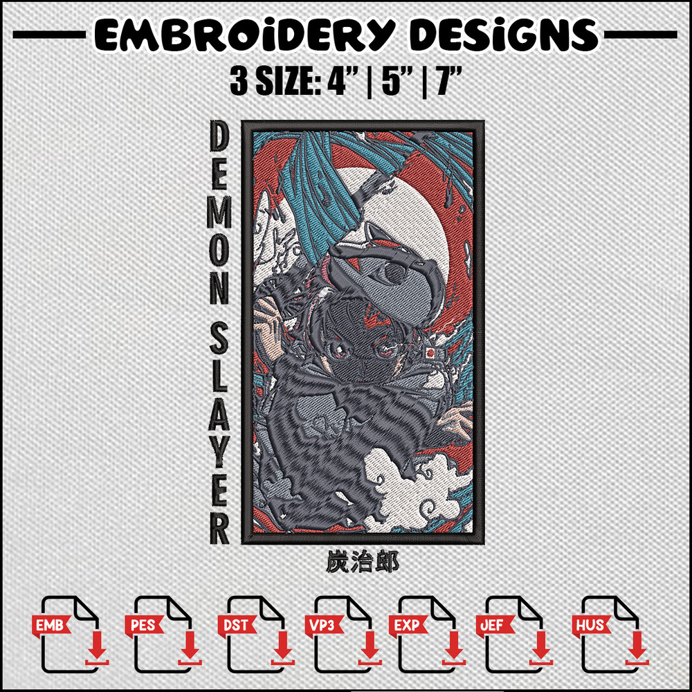 Tanjiro water embroidery design