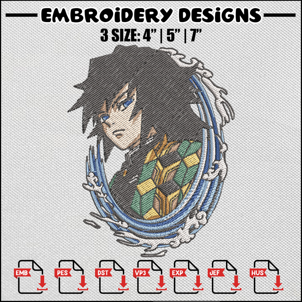 Giyu water embroidery design