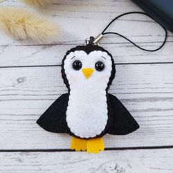 Penguin, Cute plush keychain, Penguin gift for women, Phone charm, Penguin ornament, Niece gift from aunt, Nana gift