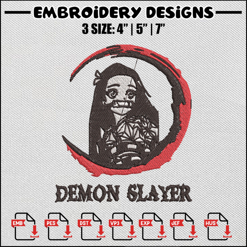 Nezuko small embroidery design