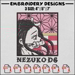 nezuko ds embroidery design, demon slayer embroidery, anime design, anime embroidery, embroidery shirt, digital download