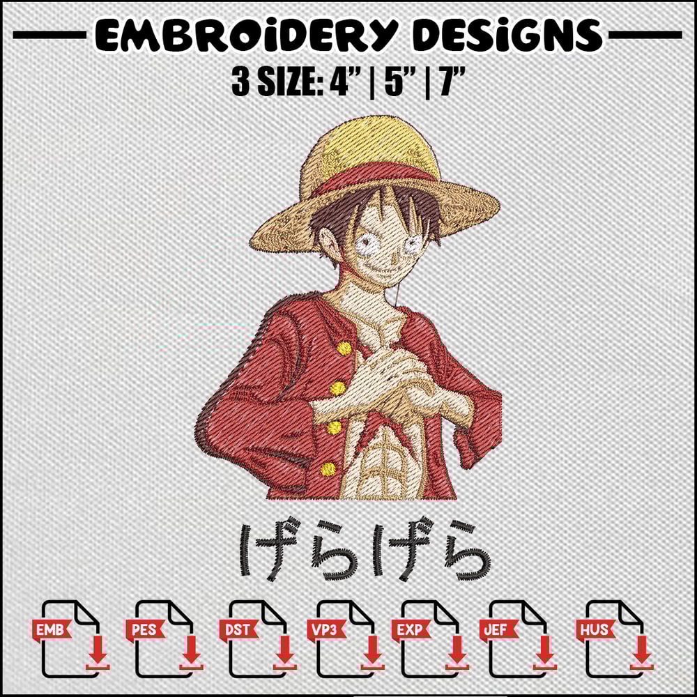 Luffy normal embroidery design