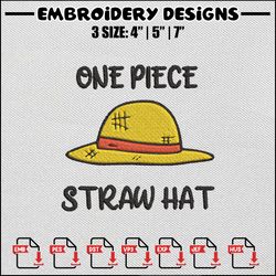 Luffy hat embroidery design, One piece embroidery, Anime design, Anime embroidery, Embroidery shirt, Digital download