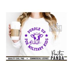 purple up for military kids svg png, purple ribbon svg, military child svg, purple up svg, land of the free because my d