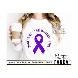 purple up for military kids svg png, land of the free because my daddy is brave, purple ribbon svg, military child svg,