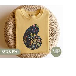 floral seashell | seashell svg & png