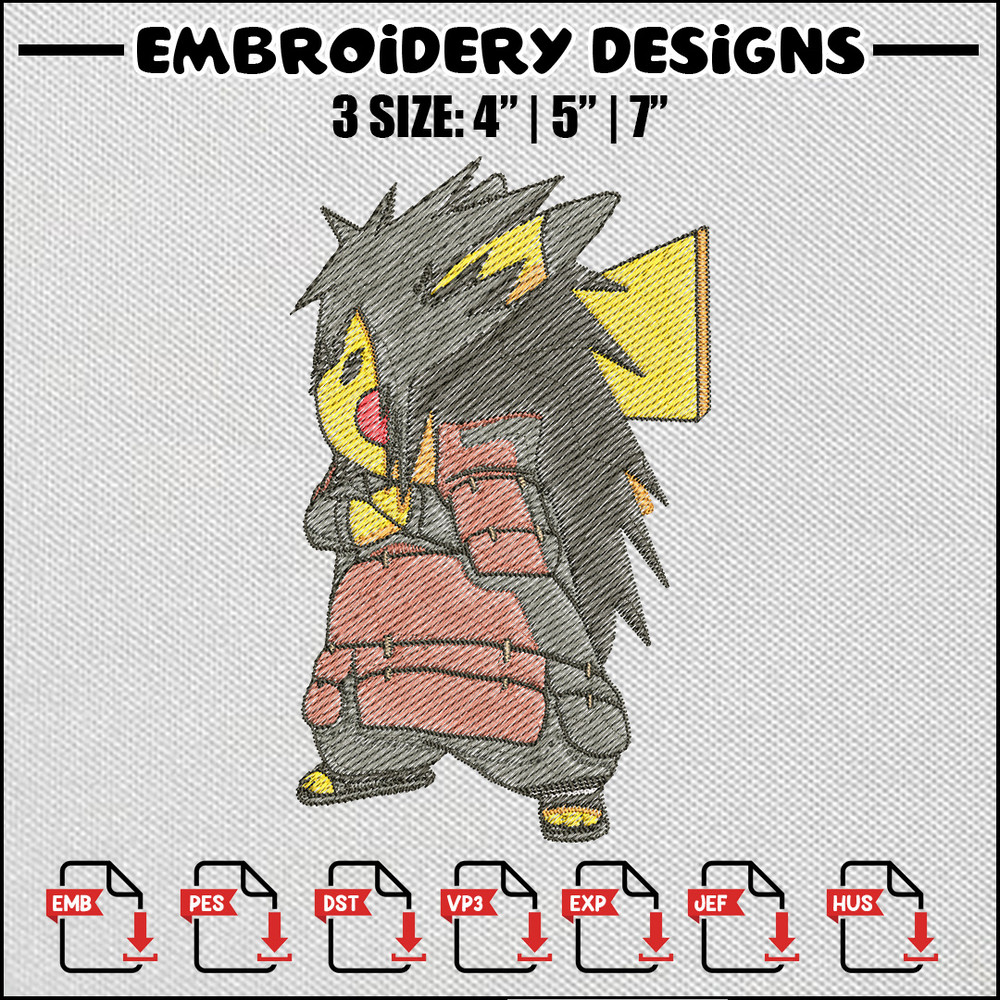Pikachu madara embroidery design