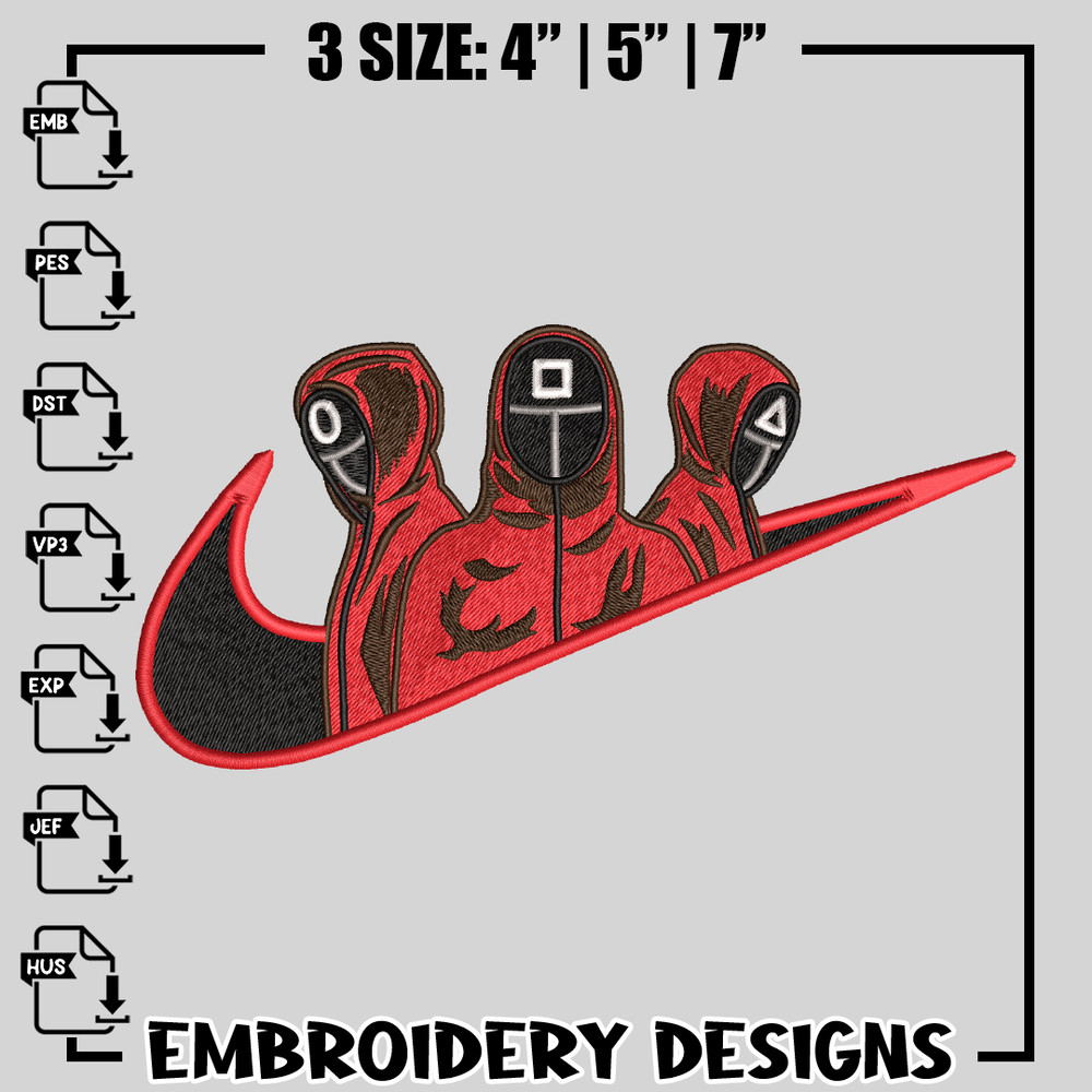 squid game nike embroidery design