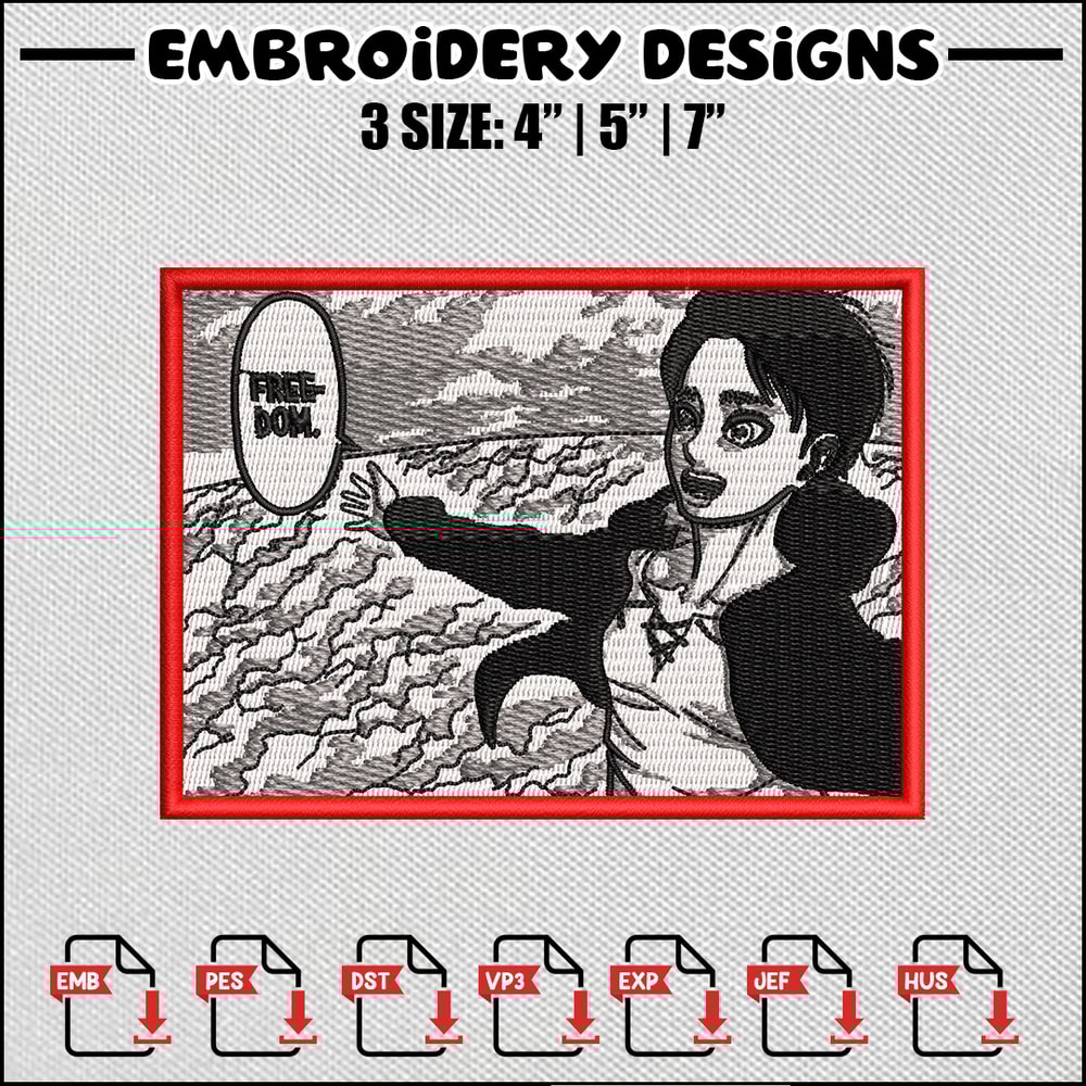 Eren free dom embroidery design