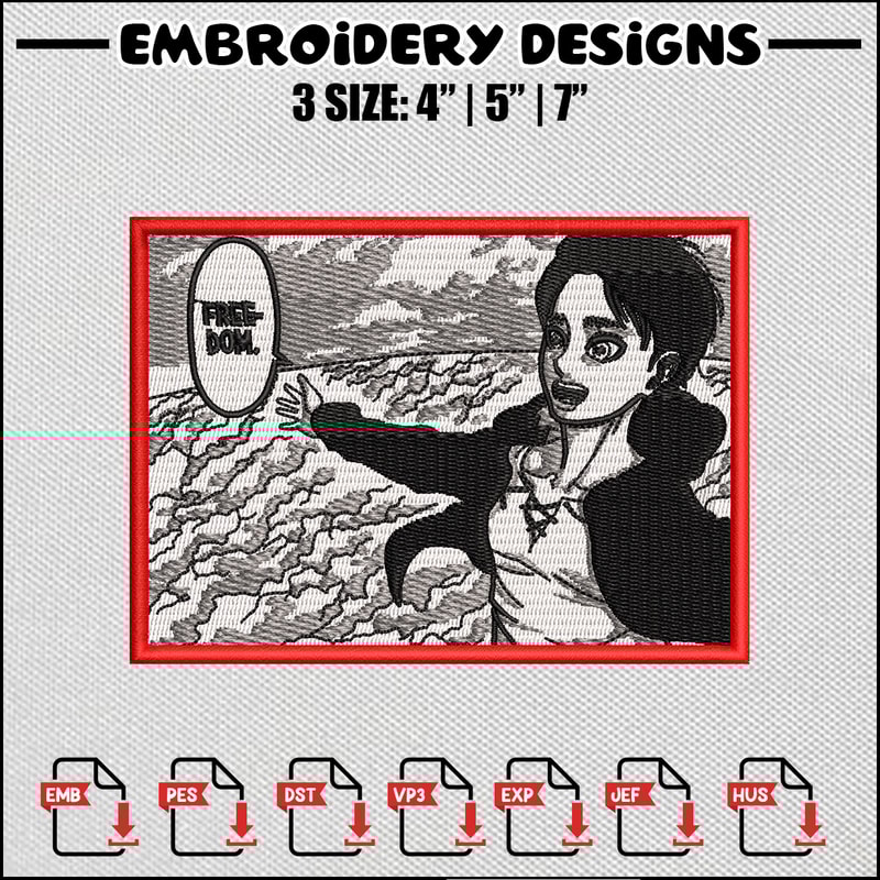 Eren free dom embroidery design