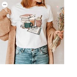 Librarian Shirt, Coffee Graphic Tees, Book Shirt, Coffee T-Shirt, Reading Shirt, Book and Coffee T-Shirt, Cute Shirt, Gi