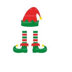 Elf Hat and Boots Svg, Christmas Santa's Helper Elf. Vector Cut file for Cricut, Silhouette, Pdf Png Eps Dxf, Decal, Sti